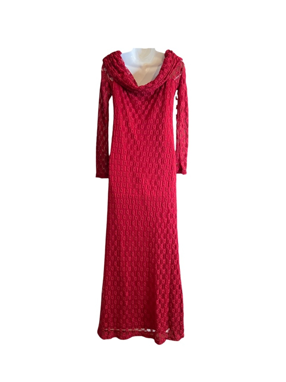 Bardot Adoni Off the Shoulder Long Sleeve Maxi Dress Deep Red Size US 10 - Picture 5 of 8